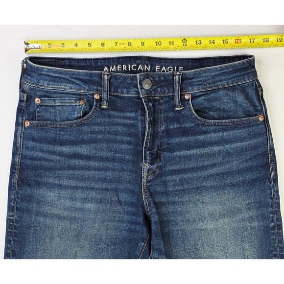 American Eagle Outfitters 32X36 Men Athletic Fit Airflex + Blue Denim Logo Jeans - Picture 2 of 12